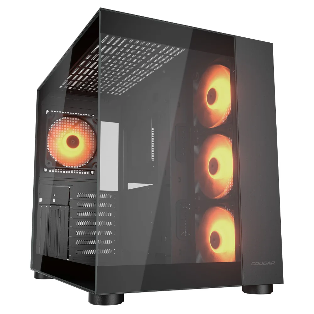 Case Cougar Gamer FV150 RGB vidrio templado Mid-Tower no incluye fuente de poder negro