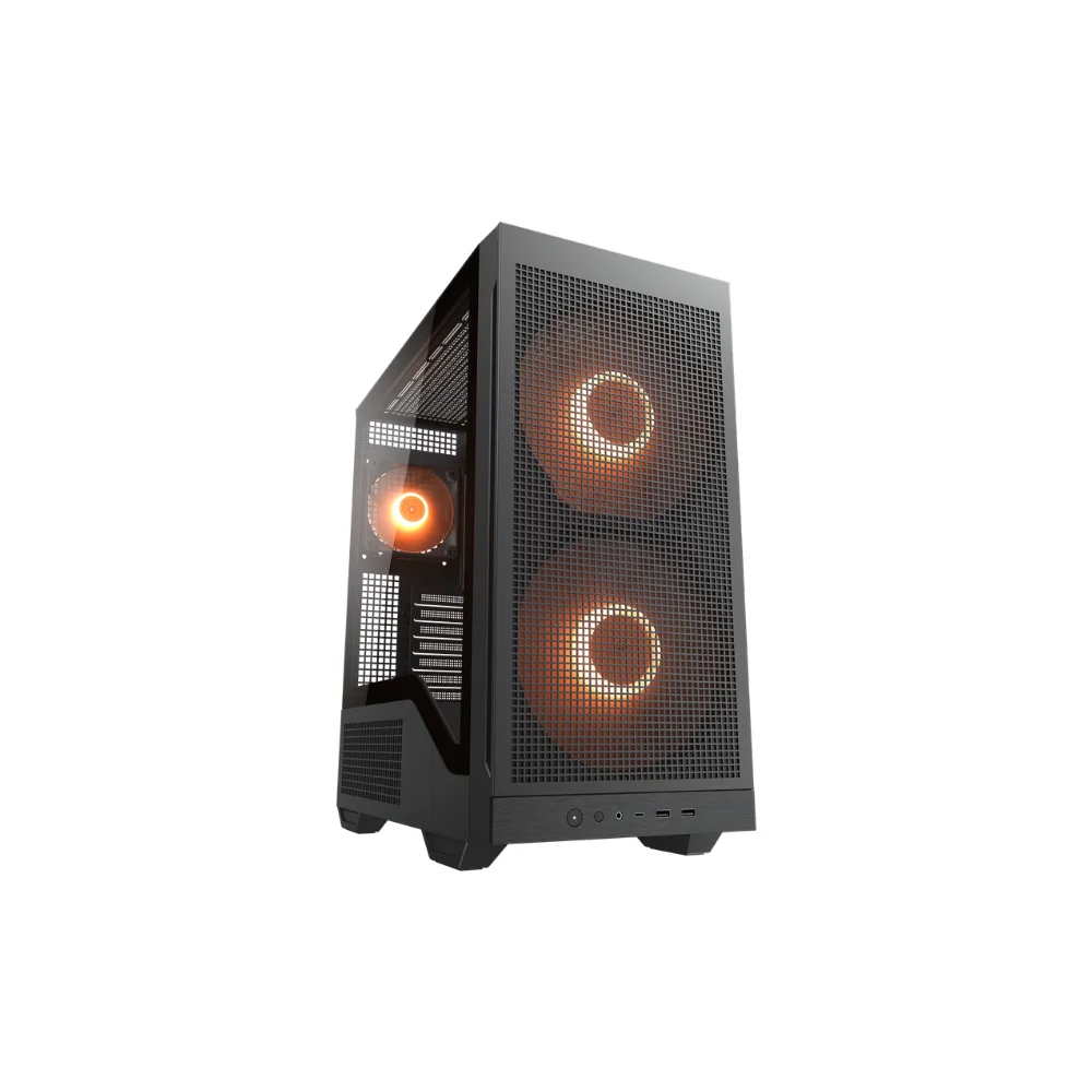 Case Cougar Gamer MX600 MAX RGB vidrio templado Mid-Tower no incluye fuente de poder 3 fans negro