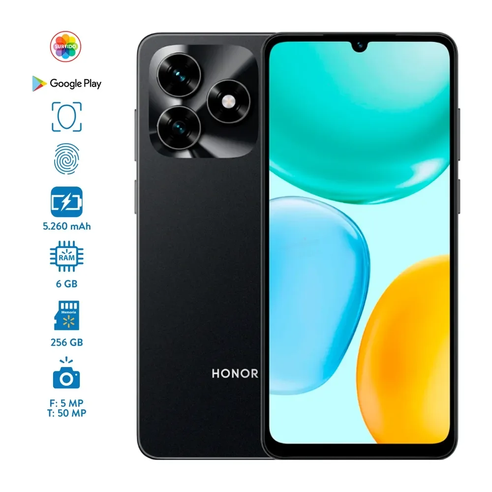 Celular Honor X5C Plus 6GB RAM 256GB alm. 6.74 pulg 50MP Trasera 5MP Frontal Cyan