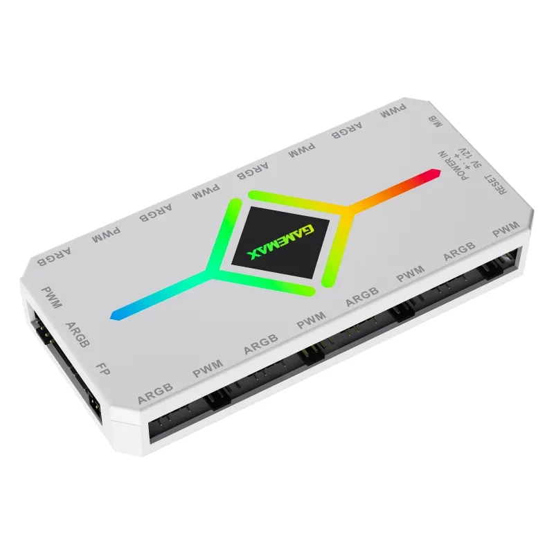 Hub Controlador Argb+pwm GAMEMAX V4.0 WH Diseño Magnetico Sync With Asus, Msi, Gigabyte, Asrock