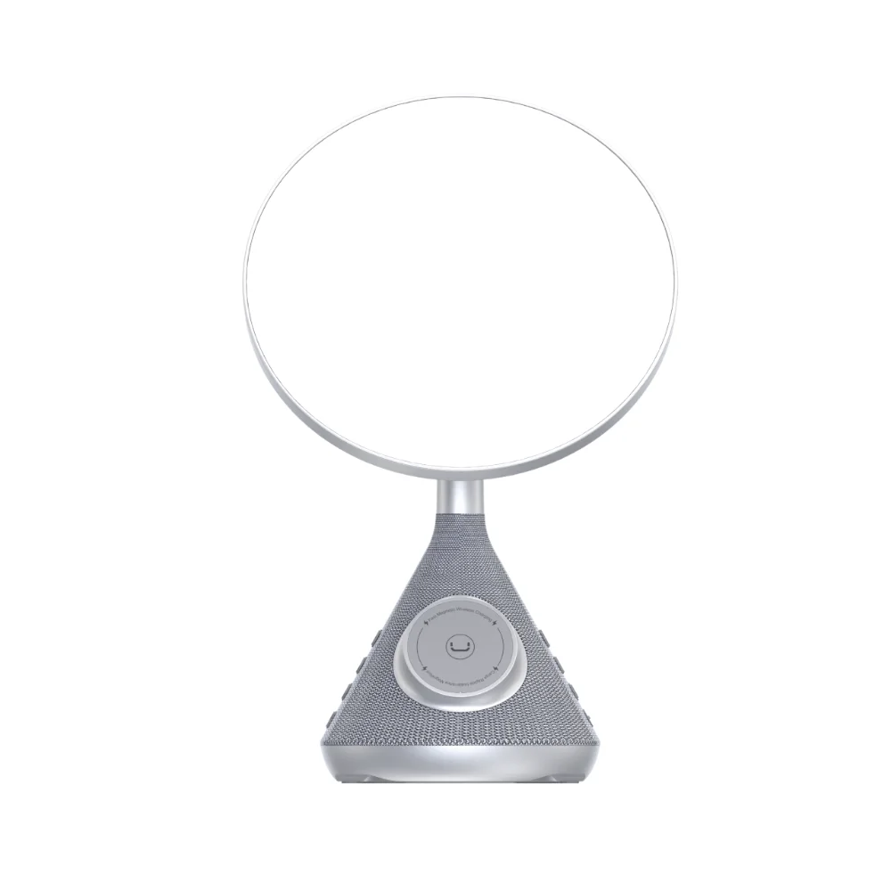 Espejo de tocador Unno Tekno SP9229GY DivaGlow con cargador inalámbrico para celular y parlante