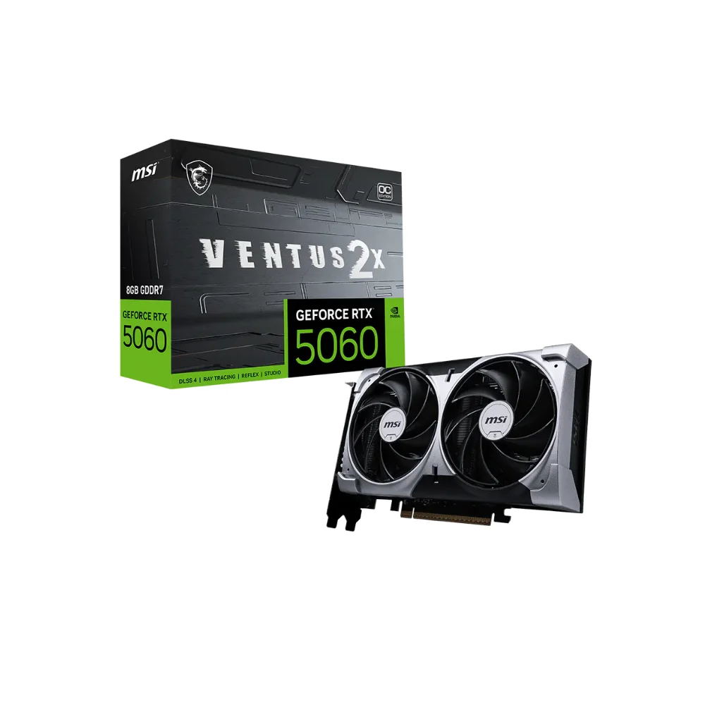 Tarjeta de video MSI GeForce RTX 5060 8G Ventus 2X 1 HDMI 3 Display Port blanca