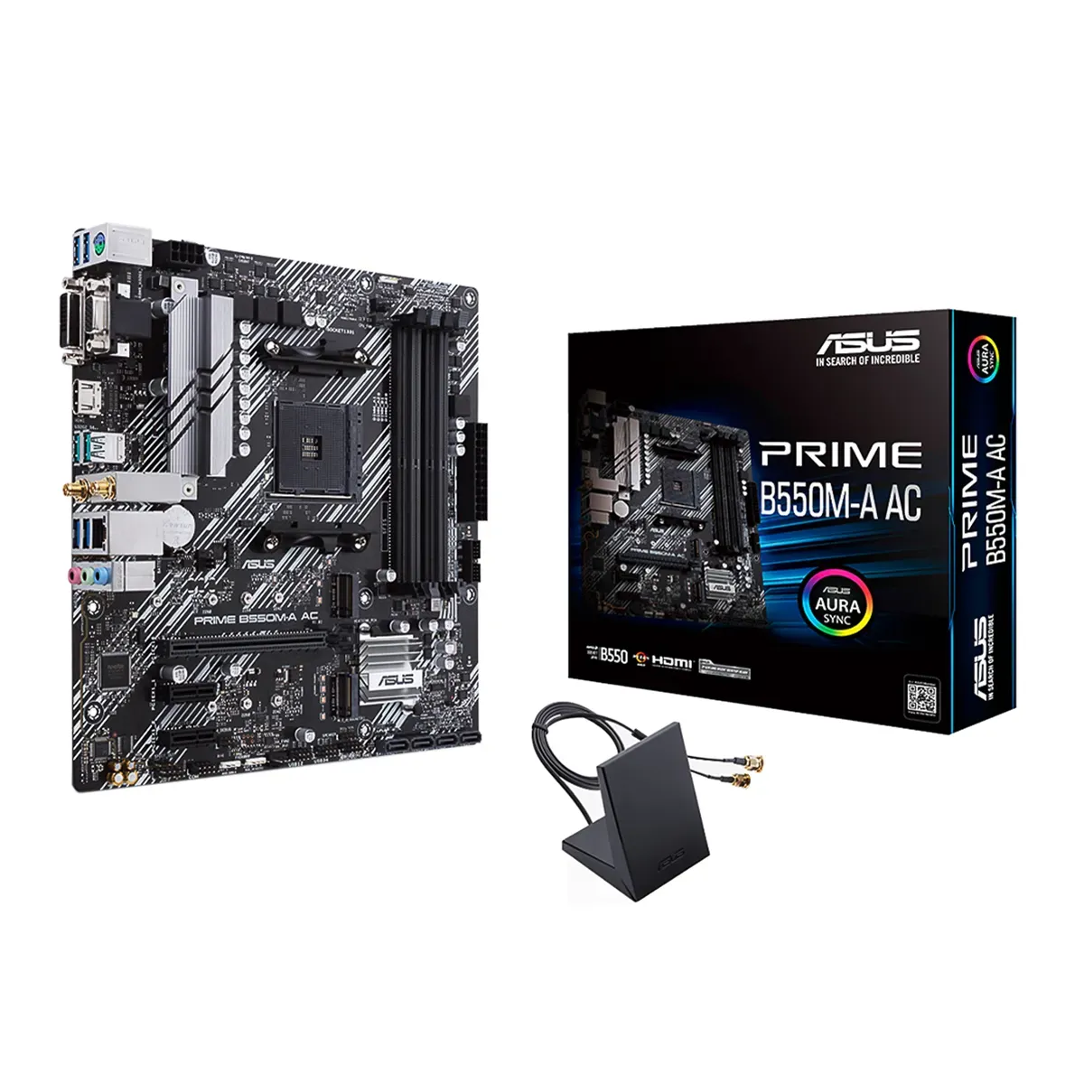 Mainboard ASUS Prime B550M-A AC AMD AM4 Ryzen 4DDR4 WIFI HDMI DVI D-sub 2M.2 1PCIEX16 3PCIE Matx