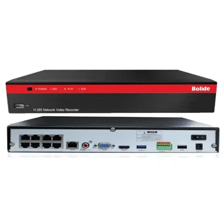 NVR Bolide 8 Canales HDMI RJ45 3 USB Backup 8 Puertos POE