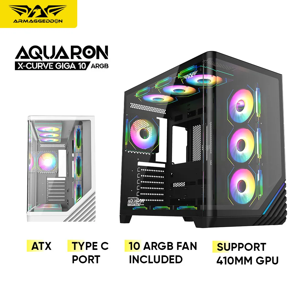 CASE ARMAGGEDDON X CURVE GIGA 10 10 ventiladores ARGB integrados 1 ventilador ARGB maestro y