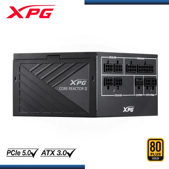 Fuente de poder Gamer XPG CORE REACTOR II, Black, 80+ Gold, Full Modular, 750W, ATX 24x1, EPS 8x2,
