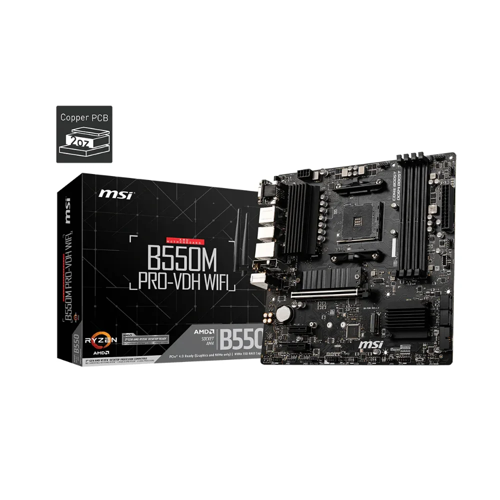 Mainboard MSI B550M GAMING PLUS WIFI6E AM4 ddr4 2 slots HDMI 10/100/1000 WiFi m-ATX