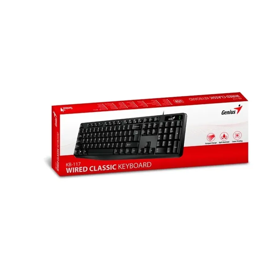 Teclado genius KB-117 sp teclas concavas cable ubs 1.4M negro