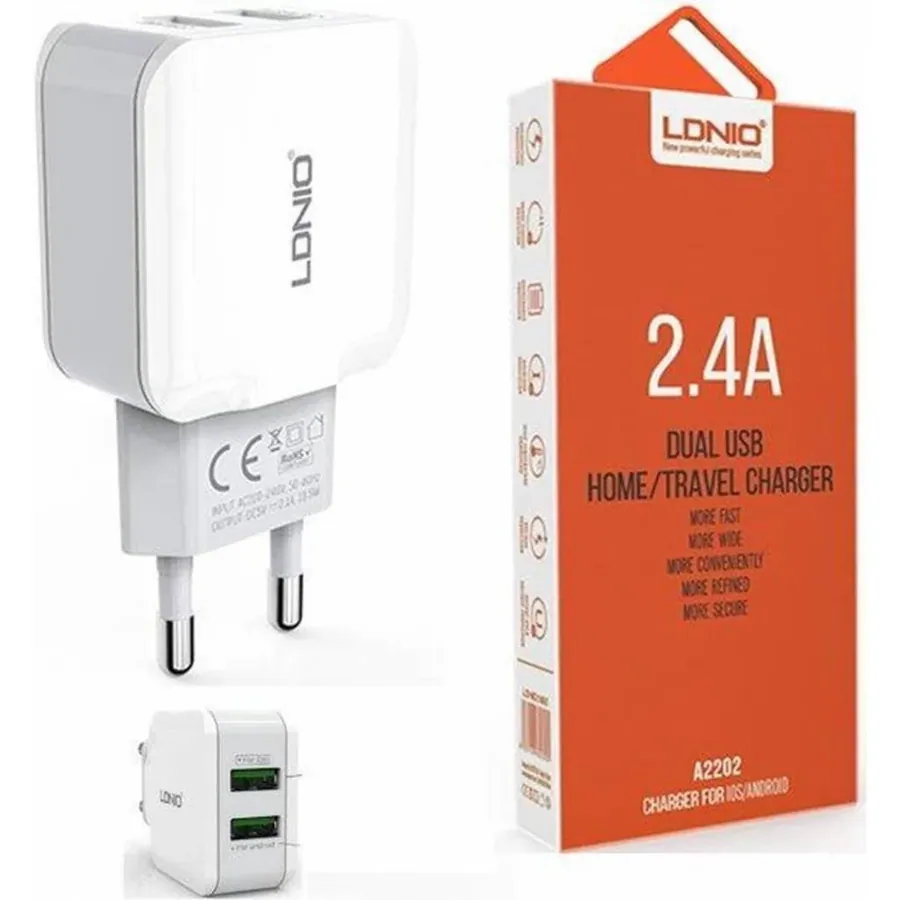 Cargador ldnio H2221 12W 2USB solo cubo
